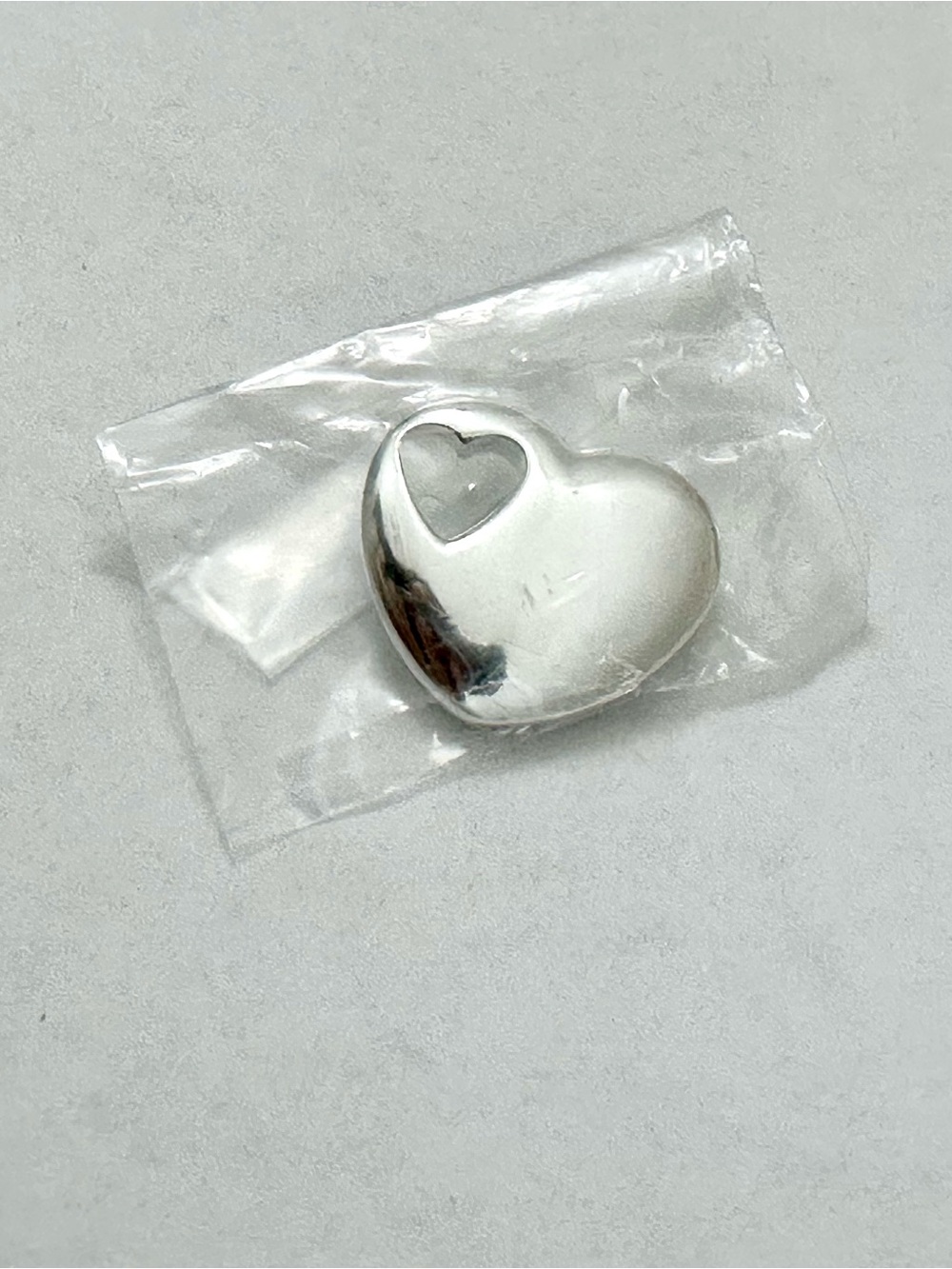 925 Silver Heart Charm Pendant with Heart Cutout